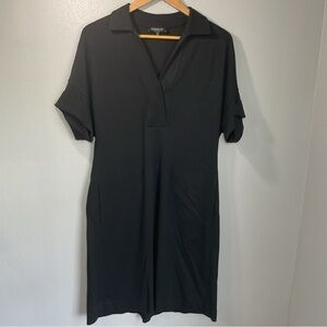 Lafayette 148 New York Stand-collar v_neck A-line Dress In Black size Small D18